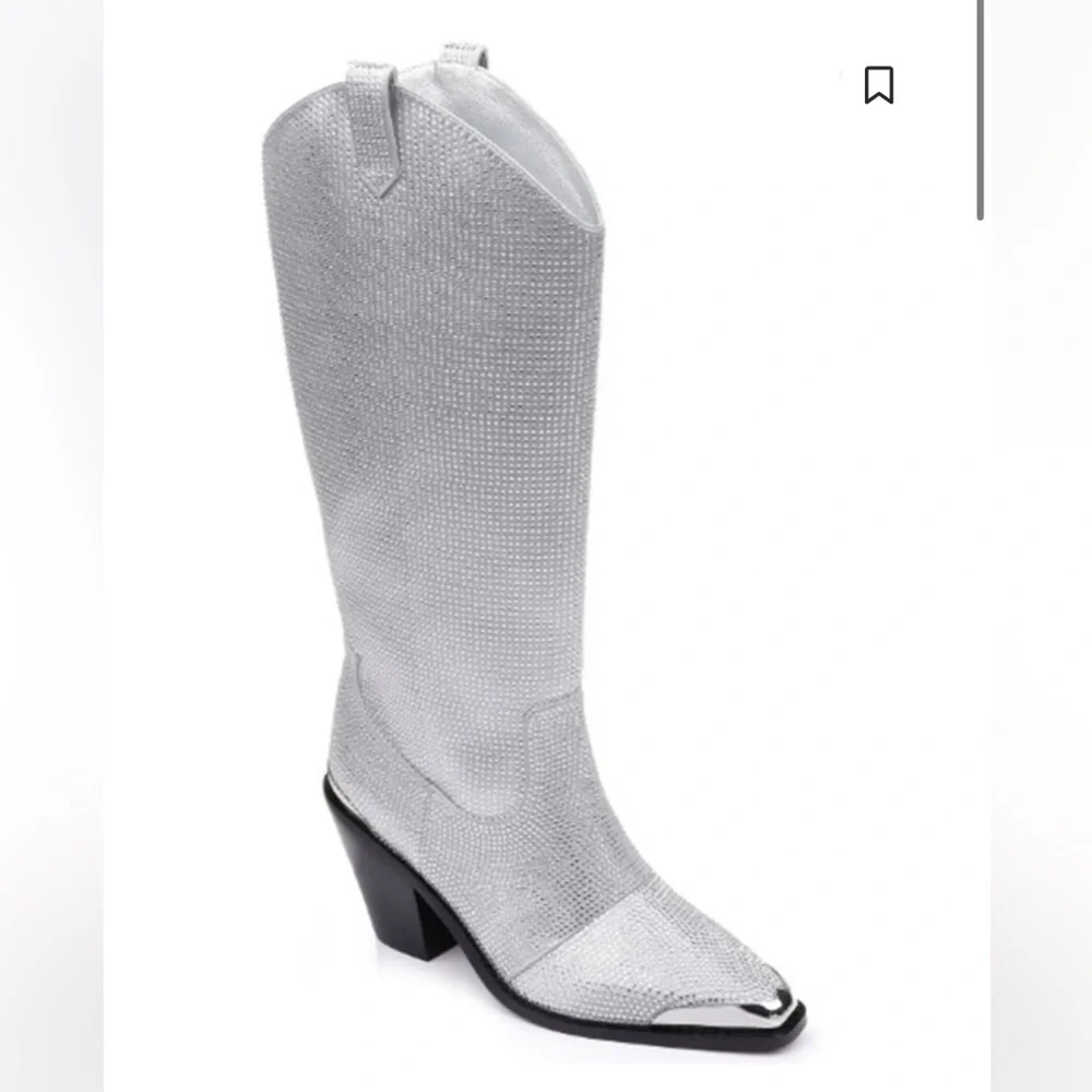 NIB DANIEL X DIAMOND North Jewel Cave Knee High Western Boot Silver 6.5